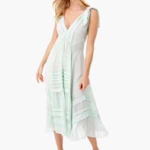 Rebecca Taylor Light Green Silk Satin Stripe Dress